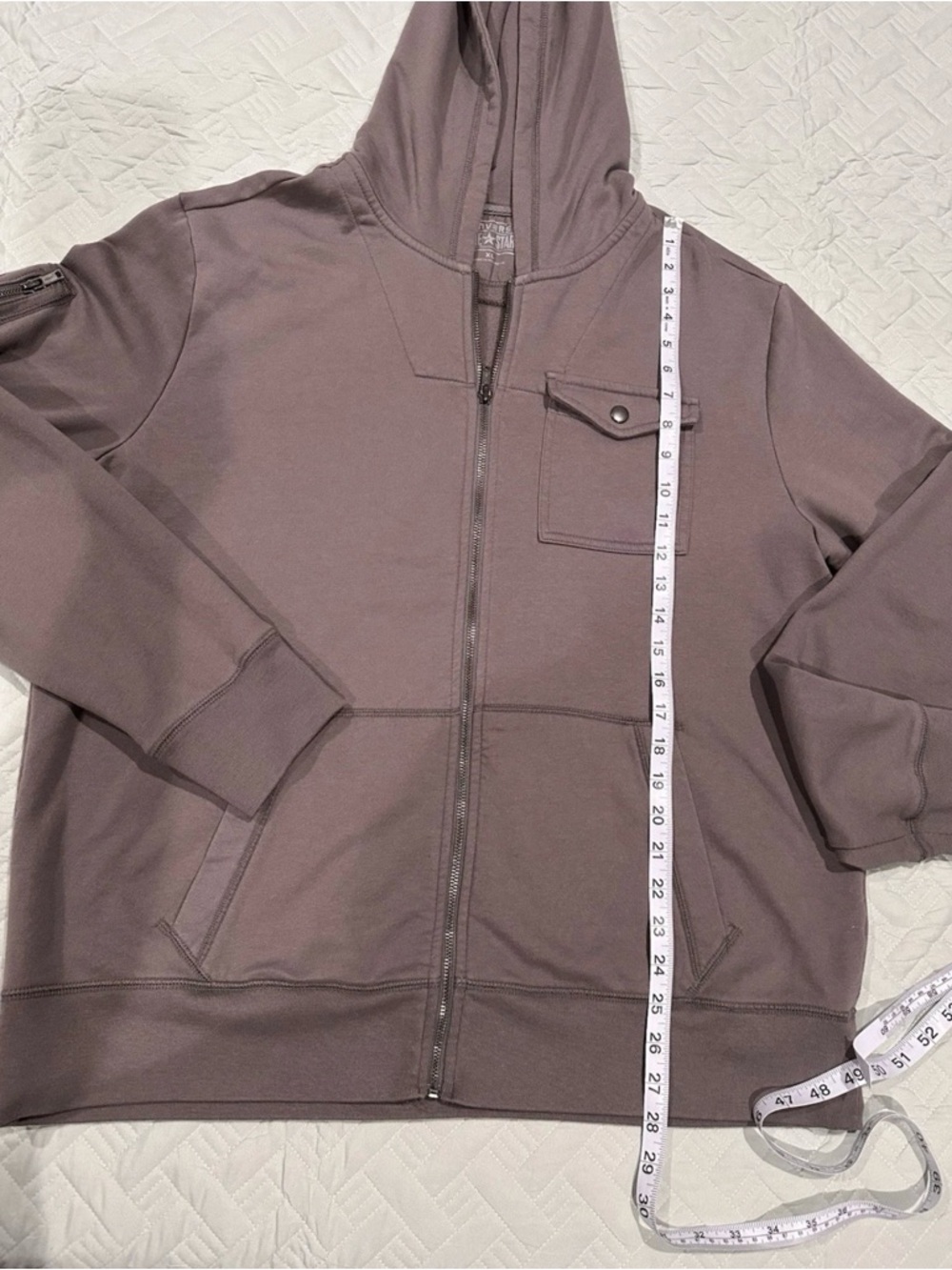 Converse Men's Charcoal Gray Zip-Up Hoodie Sweater - Picture 5 of 6